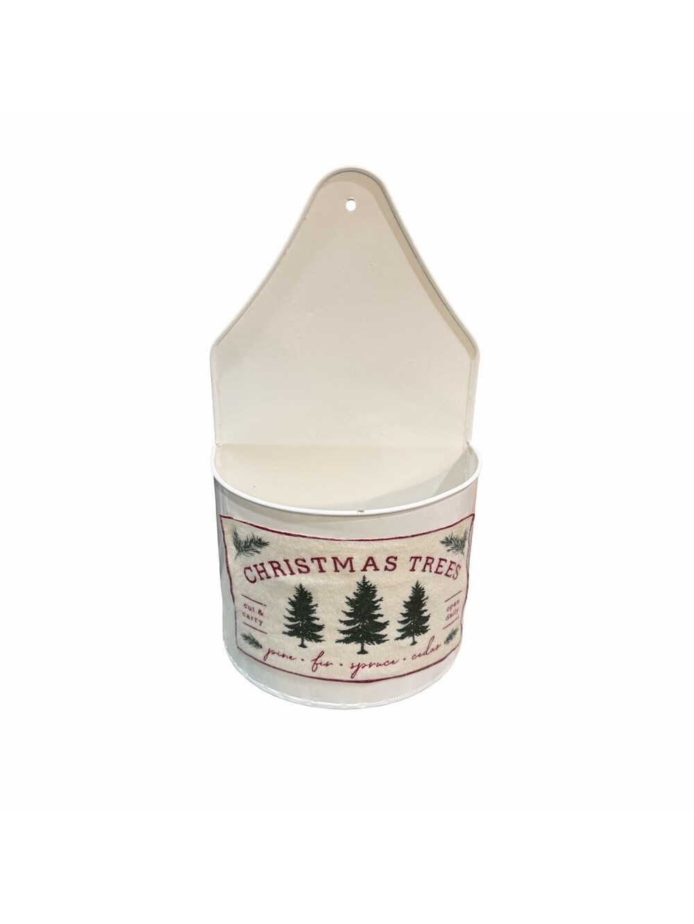 Christmas Tree Rustic Farmhouse White Metal Hanging Farmhouse Wall Bucket Pocket
